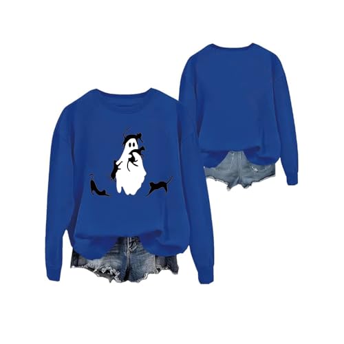 Halloween ghost season men's and women's hoodies extra-large black cat ghost print sweatshirts for autumn