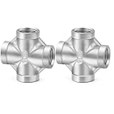 ChillWaves 304 Stainless Steel Pipe Fitting, 4 Way Cross 1/2' NPT Female Thread Adapter(2-PACK)