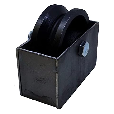 Bobco Metals 4" Cast Iron V Groove Wheel - Roller Bearing Residential Rolling Gates - with Cover Box- 1 Wheel Cover