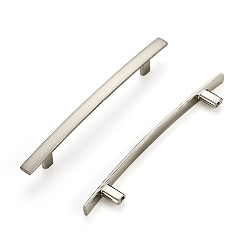 Image of Ravinte 25 Pack Cabinet Handles Brushed Nickel Cabinet Pulls Kitchen Cabinet Handles,Curved Drawer Pulls in 7-1 /4 Inch Length with 5 Inch Hole Center Arch Kitchen Cabinet Hardware