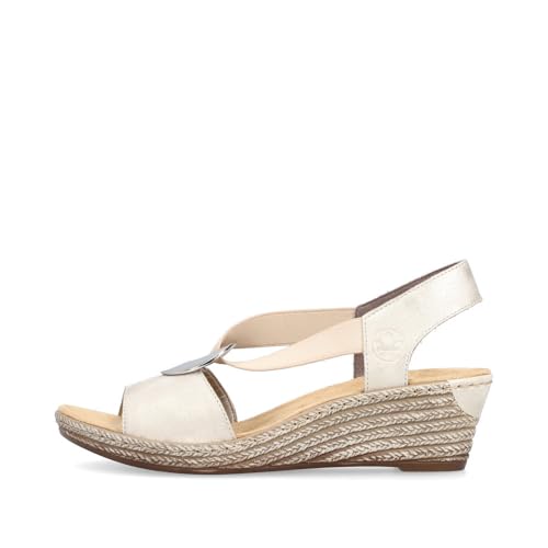 Image of Rieker 624H6 Fanni Women's Wedge Sandals - Lightweight, Comfortable and Supportive - Slip On Sandals with Cushioned Insole and High Wedge for Everyday Stylish Wear