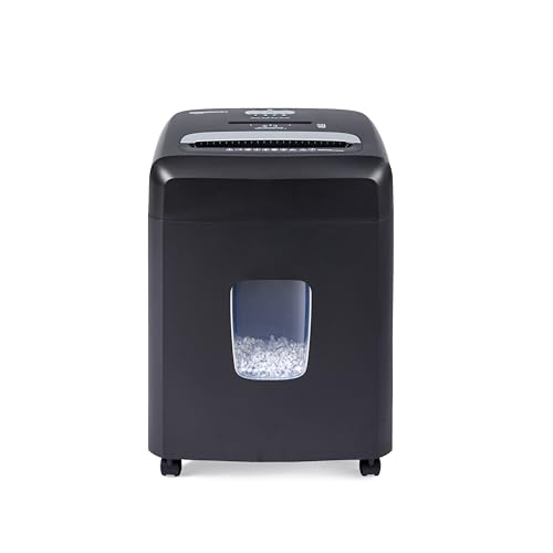 Image of Amazon Basics 12 Sheet High Security Micro Cut Paper, Credit Card and CD Shredder with 6 Gallon Easy Emptying Bin, Casters, Black