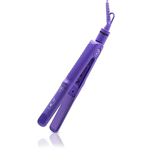 Plancha de Pelo ISO Beauty ISOTSTPURPLE-208T Turbo Silk con Placas de Turmalina Flotantes, 1 Pulgada, Voltaje Dual 110V-240V, Tecnología de Iones Negativos, Color Violeta miniatura 1
