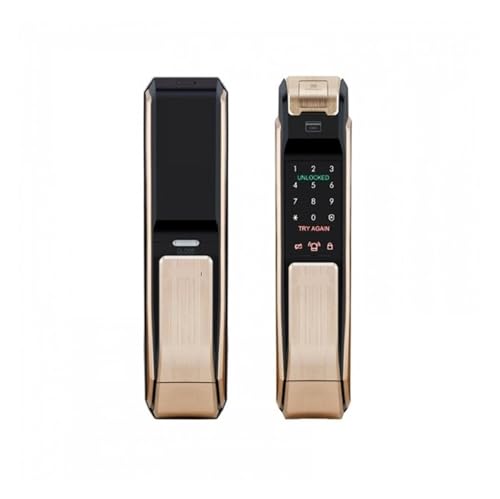 Compatible for Samsung Smart Home Lock Digital Fingerprint Password Keyless Lock SHS-P718 Gold Color English Version(Push from Outside)