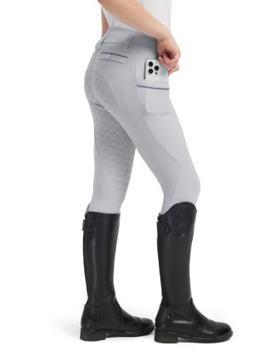 Image of FitsT4 Sports Girls Horse Riding Pants Full Seat Equestrian Pants Pockets