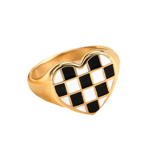 Bague de Couple Feng Shui de qualité premium, anneaux en acier poli cœur noir et blanc