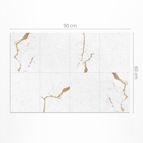 Tapis de sol vinyle 60x90 cm effet dalles de marbre imperméable pour balcon et extérieur