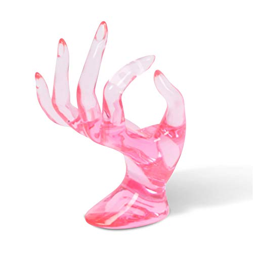 Image of DI QIU REN Pink Hand Stand Displays Rings Bracelets Watches & Chains