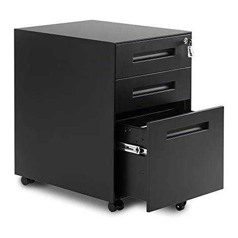 3 Drawer Mobile File Cabinet with Lock Cover