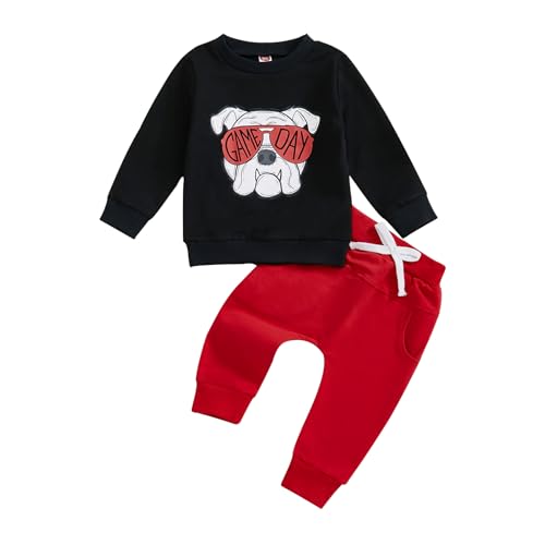 Toddler Baby Boy Football Outfit Game Day Sweatshirt Top and Pants Set 2Pcs Infant Fall Winter Clothes