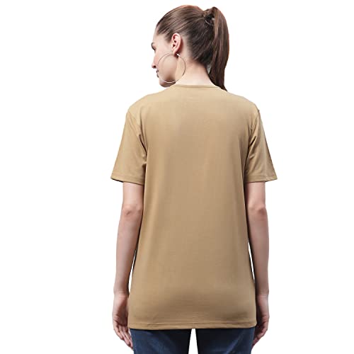 Image of Mack Jonney Women V Neck Cotton Solid Regular Fit T-Shirt-V Anthraa 001-P