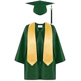 Genérico Conjunto de Toga y Birrete de Graduación Vestido de Jardín Infantes Conjunto de Graduación Mate para Niños Traje de Infantil Vestido Gorra de Gorra de Vestido Infantil con Borlas 2-12 Año