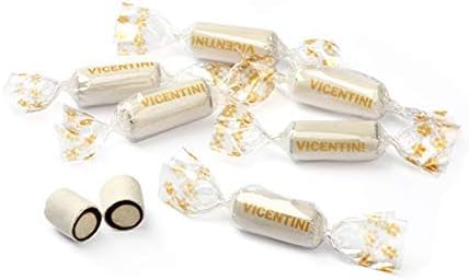 VICENTINI Caramelle Gessetti Bianchi Incartati singolarmente - Gessetti Bianchi Confettati Ripieni di Liquirizia - 1000 g - ~ 260 Caramelle -