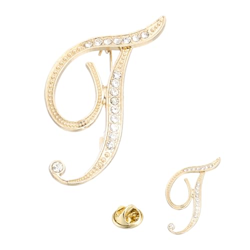 Image of PATIKIL Rhinestone Letter Brooch Pins, Initial Rhinestone Alphabet Letter Lapel Badges Pin for Women Men Suits Dress Coat