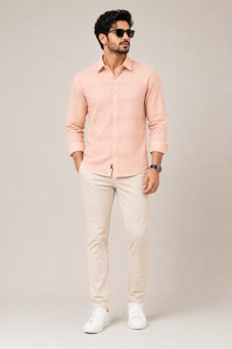 Image of The Kab's Men Casual Shirt | Textured Cotton Fabric Regular Fit Shirts for Men Stylish | Full Sleeve Shirt for Man | Comfortable Breathable Fabric | Perfect for Casual Office and Outing Wear