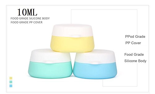 BlueSunshine Silicone Cosmetic Containers Cream Jar with Sealed Lids, 3 Pieces - Food Grade Silicone - BPA Free - Great for Travel, Home and Outdoor (10ml Cream Jars)2