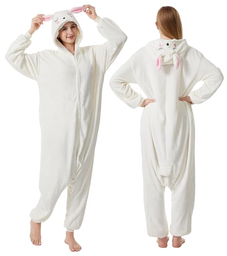MEJORMEN Adult Animal Pajamas Cosplay Costume Flannel One Piece Homewear Suit Jumpsuit Hooded Romper for Women Men