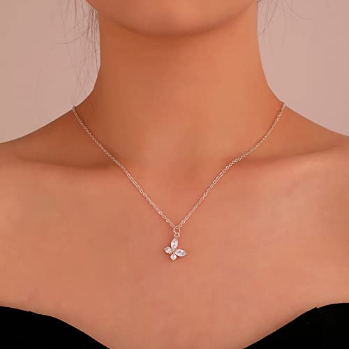 TseenYi Collier Tour De Cou Papillon Cristal Collier Pendentif Papillon Mini Collier Papillon Argent Collier Papillon Chaîne Bijoux Pour Femmes Et Filles Cadeaux