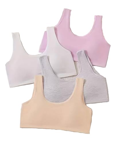 Image of Sports Bra for Women & Girls, Cotton Non-Padded Full Coverage Beginners Activewear Training Bra for Teenager Kids
