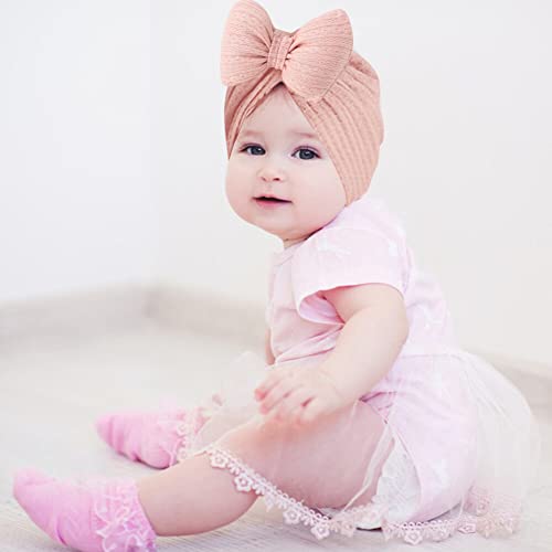 7PCS Newborn Baby Turban Baby Girl Hats Soft Bow Knot Head Wraps for Baby Cute Beanie Hat Baby Hair Accessories4
