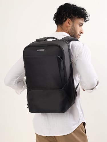 Image of LE KUEST Laptop Backpack | Unisex | Fits Laptop upto 16 Inch | Premium Water-Resistant Polyester | Built-in Trolley Strap | For office & Travel