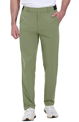 Rdruko Men's Golf Pants Stretch Quick Dry Work Casual Dress Slacks Relaxed Fit With Pockets(Green,Us 30) #TOP3