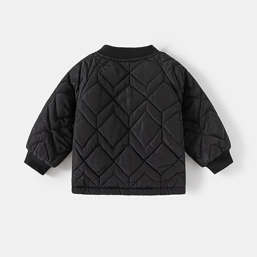 Boys Girl Jacket Winter Jacket Thick Fleece Lined Parka with Pocket Puffer Jacket Wind 𝗪aterproof (Black, 3-4 Years)2