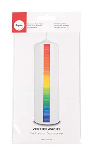 Rayher Plaque de cire, arc-en-ciel, 1 pce, 10X20cm, décoration, bougie, baptême, communion, confirmation, mariage, jubilé-31544990, Querstreifen, Regenbogen