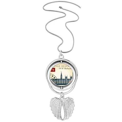 Collier avec pendentif ailes d'ange et timbre de Londres pour vos voyages