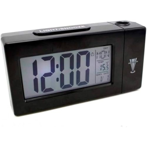 RevolutionLine - Reloj Proyector de Escritorio con Pantalla LED | Activación de Luz por Sensor | Reloj Despertador de proyección Digital con proyector Giratorio en Pared o Techo