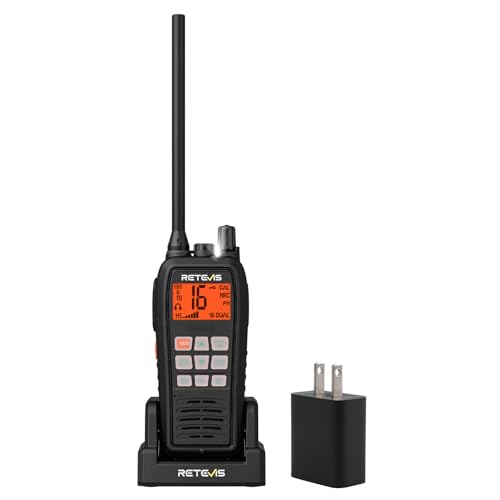 Retevis RM15 Marine Radio 6 Watt, IP68 Floating VHF Radio Handheld, Noise Cancelling Mic, 2000mAh, Type-C, Rustproof Charging Contact, NOAA and FM, Boat Radio for Coastal Fishing Cruise Ship(1 Pack)