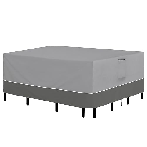 Easy-Going Patio Furniture Cover 110"x84" Rectangle Outdoor Table and Chair Set Covers Waterproof UV Resistant Outdoor Sectional Sofa Set Covers, Gray/Dark Gray Gray/Dark Gray 110"Lx84"Wx28"