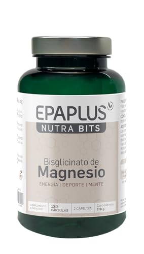 EPAPLUS NUTRABITS Bisglicinato de Magnesio – 300 mg de Magnesio Elemental por Dosis – 120 Cápsulas Energía, Deporte y Mente – Sin Gluten, Vegano