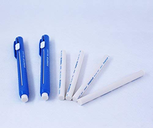 Staedtler Stick Eraser Set - Mars Plastic 528 50 Propelling Graphite Stick Eraser 2Pieces + Refills 4Pieces / Solid Eraser With Little Residue/Length Adjustable Body/German Brand #TOP5