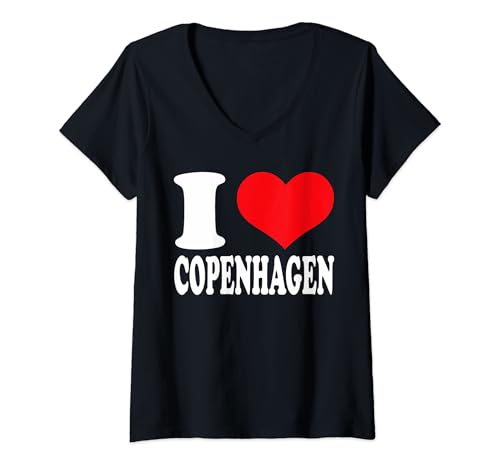 Damen Ich liebe Kopenhagen | Heart Copenhagen Pride T-Shirt mit V-Ausschnitt