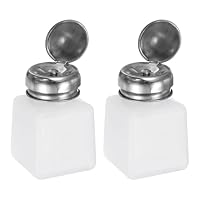 QUARKZMAN 2 Stück Lösungsmittel-Alkoholspender 100ml (3.4oz) Druck-Flüssigkeits-Spenderpumpe Flasche mit abdichtendem Edelstahldeckel für Aceton Reinigungsmittel Polish Remover, Weiß