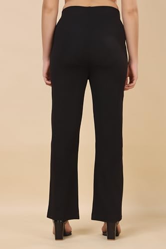 Image of Women's Polycotton Comfort Fit Straight Trousers - Lightweight, Flexible & Skin-Friendly Pants for Work, Travel & Casual Style