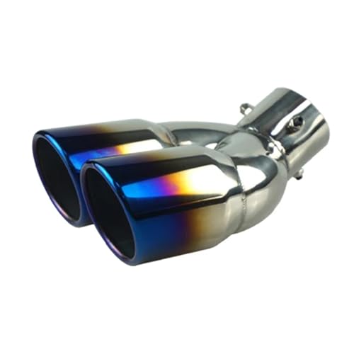 Embout d'échappement double baril 63mm avec silencieux noir et traitement titane bleu