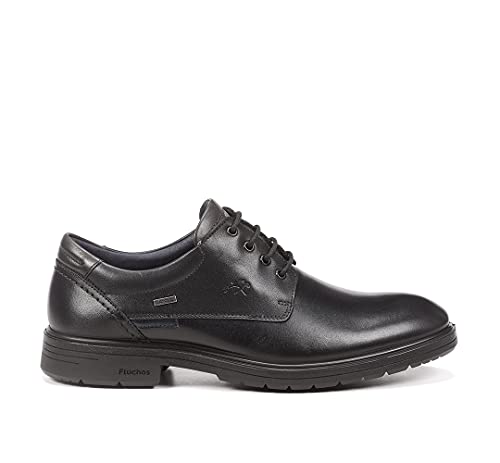 Fluchos Para Hombre. F1304 Zapatos De Piel Magnus Negro (41), Plano, Cordones, Casual