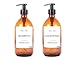 Practi Home -Dispensador Champú Acondicionador Baño Ducha Botella Cristal Ambar 500 ml Vidrio Marrón Etiquetas Vinilo