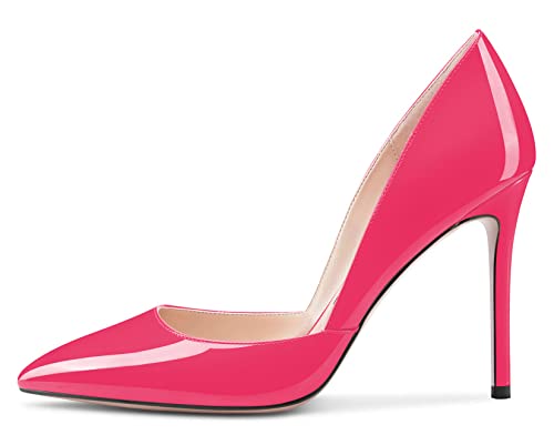 Aachcol Women D'Orsay Stiletto Pumps Close Pointed Toe High Heel Slip-on Shoes Wedding Office 4 Inches2