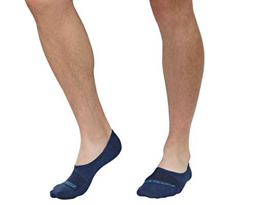 ZeroSock Bamboo Viscose Super Low Invisible Socks With Mesh Ventilation with Anti-Slip Gel Heel Grip (4 Pairs Per Box) (Men's Size 12.5-15, Navy Blue)4