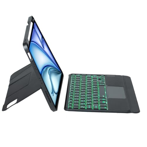 Étui iPad Air 11 M3 2025 noir avec clavier rétroéclairé tactile et protection d'écran intégrée