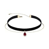 Fuqimanman2020 Black Teardrop Velvet Choker Necklace for Women Layered Gothic Choker Victorian Necklace Aesthetic Vampire Necklaces for Womens