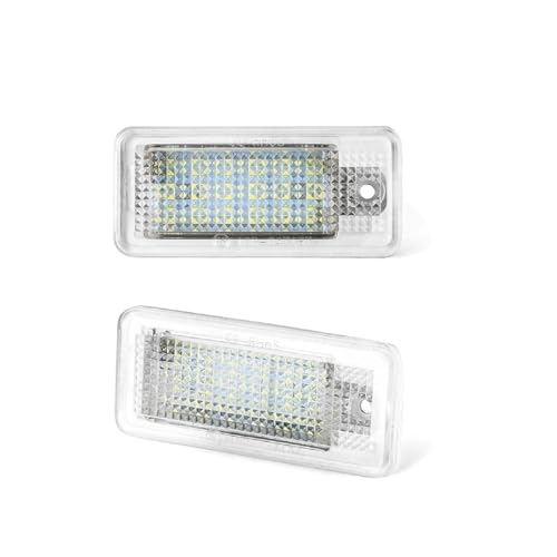 OSEAY 2 uds., 6000K, luz LED blanca sin errores for matrícula, lámparas de luz for placa de matrícula aptas for Audi A4 B6 B7 Q7 4L A3 8P A6 C6 A5 8F A8 D3 D4 S3 S4 RS4 6(Size:18 SMD No Resistor)