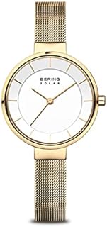 BERING Damenuhr analog Quarz Solar mit Edelstahl Milanaisearmband 14631-324