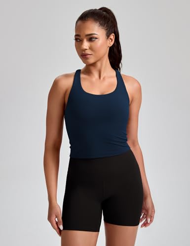 Image of HeyNuts Longline Zeal Bras Medium Impact Wirefree Sports Bras Workout Crop Tank Tops with Removable Pads, A-D Cups