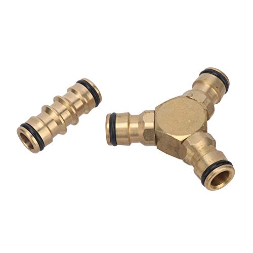 FRFAMJSDF Garden Hose Fittings Brass 16mm Connector Straight Tee Quick Connector Plumbing Pipe Fittings Faucet Water Car Wash Qu
