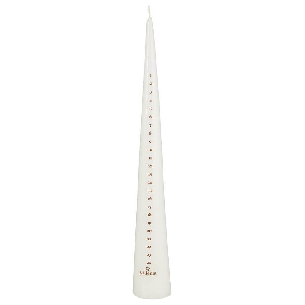 White Candle with Copper Numbers 24 Days Christmas Calendar by Ib Laursen