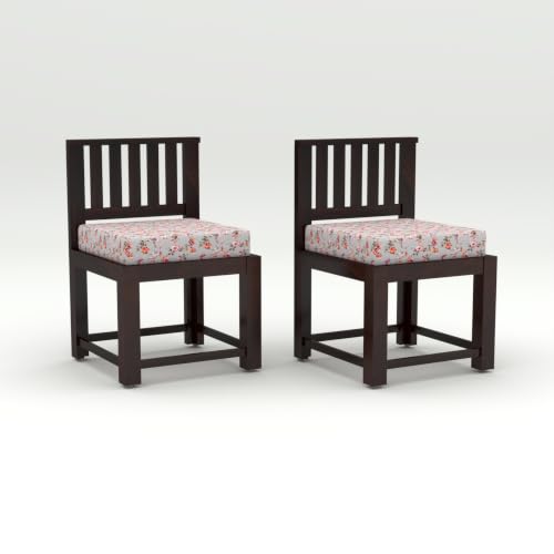 Image of Solid Sheesham Wood Dining Chair Set of 2 | Wooden Arm Chairs with Cushion | Living Room Chair | Dining Table Chair | Modern Wooden Furniture